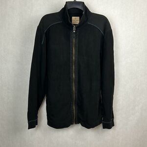 Tommy Bahama Zip Front Jacket Black Mens Sz Large Long Sleeve Ribbed Lightweight